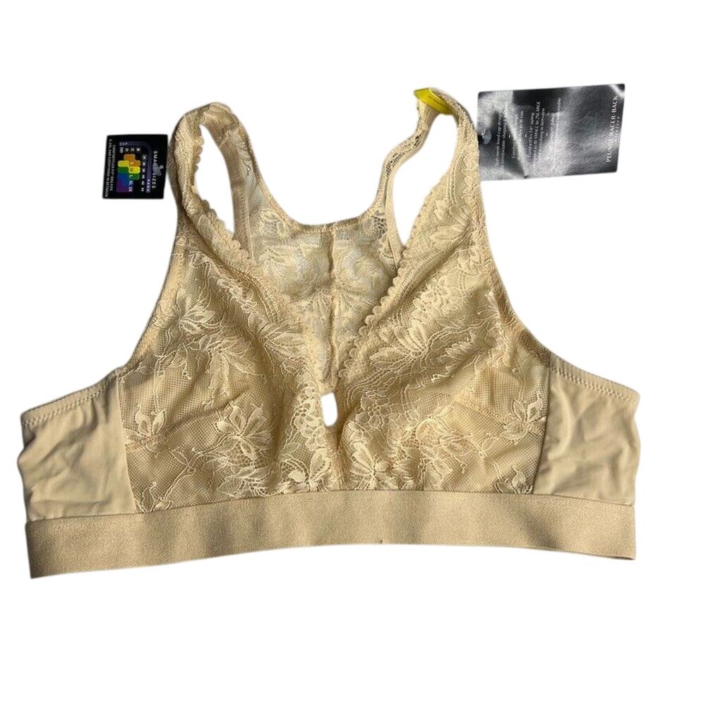 Bali Women's Lace Bralette M Beige Stretch Racerback NEW